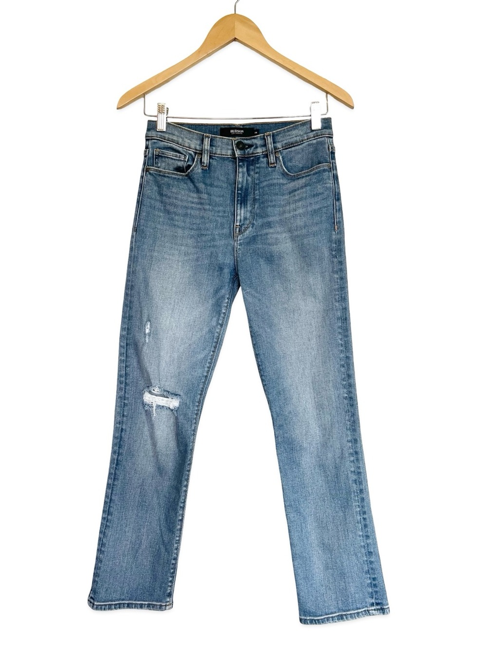 Hudson Barbara Straight leg jeans Size 26 Light wash Distressed Cropped jeans